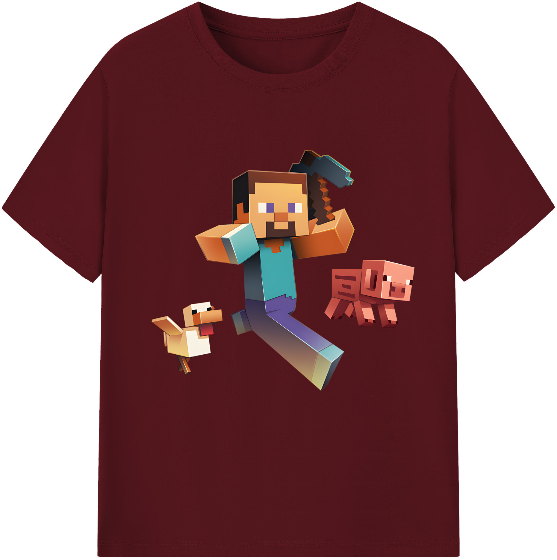 （画像用） マインクラフト ブロックの世界 Minecraft MC Block world 綿100％半袖Tシャツ（フロントプリント）